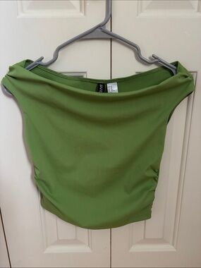 H&M Olive Green Top w/ Side Ruching